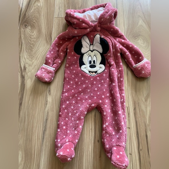 Disney Baby Zip Up Minnie Mouse Footed Onsie Size 0/3 Months - Picture 14 of 16